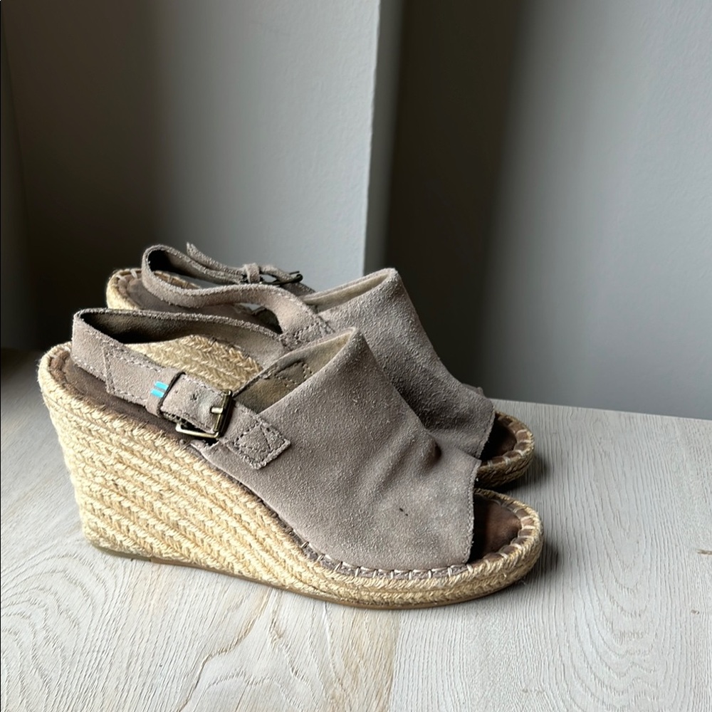 Women's Beige Suede Wedge Sandals
